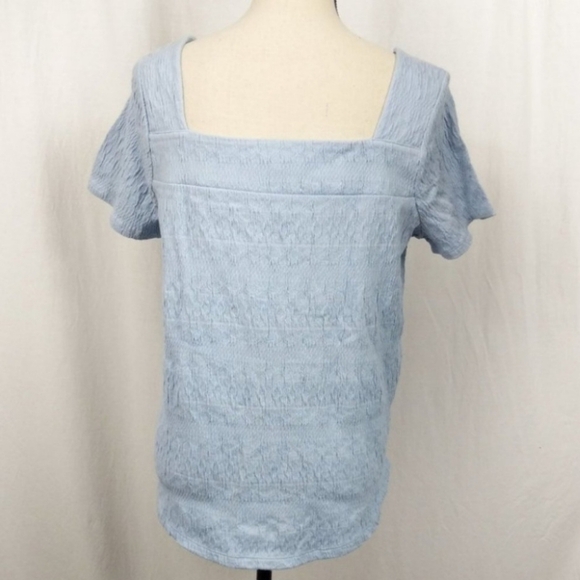 Lucky Brand Light Blue Short Sleeve Square Neck Top Women's Small S Casual EUC - Picture 3 of 7